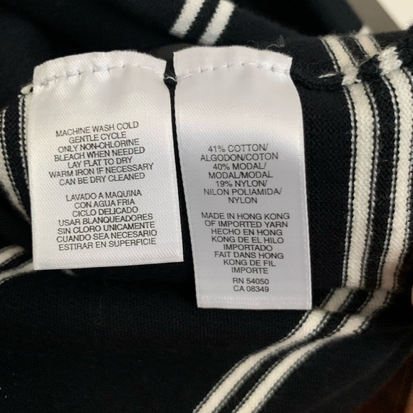 Anne Klein Petite Large Button Up Cardigan Black W/ white stripes - Picture 4 of 9